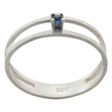 Blue Sapphire Sterling Silver Double Ring
