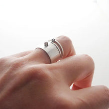 Blue Sapphire Sterling Silver Double Ring