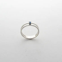 Blue Sapphire Sterling Silver Double Ring