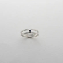 Blue Sapphire Sterling Silver Double Ring