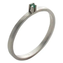 Emerald Sterling Silver Narrow Ring