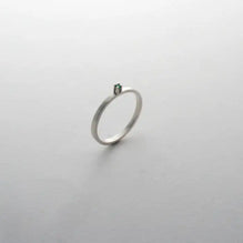 Emerald Sterling Silver Narrow Ring