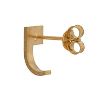 HSU square curve sterling silver single pearl gold earring  (UL19)