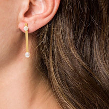 HSU One or Two Gold plated Sterling Silver long Bar double Pearl Earring (DC29)