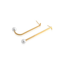 Unfinishing Line gold extended line sterling silver Pearl earring   (UL19)