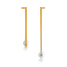 Unfinishing Line gold extended line sterling silver Pearl earring   (UL19)