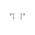 HSU curve sterling silver double pearls gold earring  (DC18)