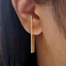 HSU 18-karat yellow gold diamond perspective long Earrings (FW)