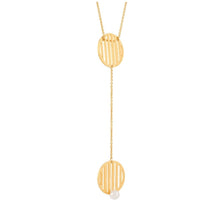 HSU Flowing Sterling Silver Gold-Plated Pearl Flowing Pattern double circle pendant necklace