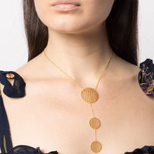 HSU Flowing Sterling Silver Gold-Plated Flowing Pattern triple circle pendant necklace