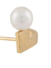 HSU 18-Karat Yellow Gold Akoya Pearl geometric earrings