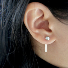 HSU Making Marks One or Two  Sterling Silver Rectangular Bar Pearl Earring (MM)
