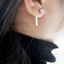 HSU Making Marks One or Two  Sterling Silver Rectangular Bar Pearl Earring (MM)