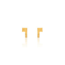 Unfinishing Line  gold curve square sterling silver earring  (UL19)