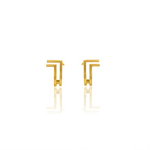 HSU gold double lines curve sterling silver earring (UL19)