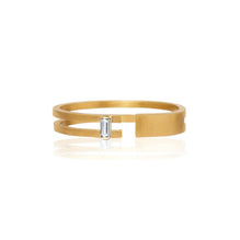 Unfinishing Line sterling silver double lines sapphire gold ring  (UL19)
