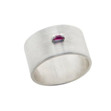 Drawing A Circle sterling silver Ruby Wide Ring (DCG)(W)