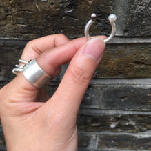 Drawing A Circle sterling silver single tourmaline wide ring (DCG)(W)