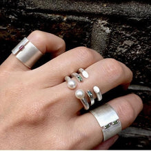 Drawing A Circle sterling silver single tourmaline wide ring (DCG)(W)
