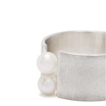 Drawing A Circle sterling silver double pearls wide ring (DCG)(W)