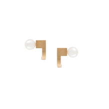 HSU 18-Karat Yellow Gold Akoya Pearl geometric earrings