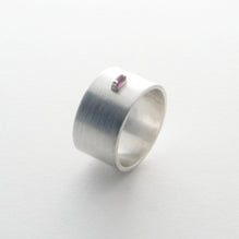 Drawing A Circle sterling silver Ruby Wide Ring (DCG)(W)