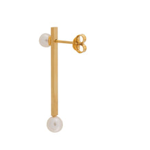 HSU One or Two Gold plated Sterling Silver long Bar double Pearl Earring (DC29)