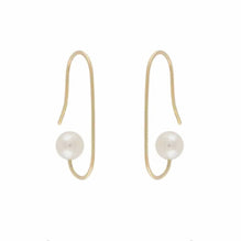 HSU 18-Karat Yellow Gold Akoya Pearls Wire Drawing Forging Hanging Earring  (MM)(F)