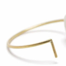 HSU 18-Karat Yellow Gold Pearls Wire Drawing Forging Long Earring  (MM)(F)