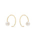 HSU 18-Karat Yellow Gold Akoya Pearls Wire Drawing Forging Hoop Earring  (MM)(F)