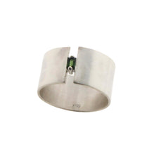 Drawing A Circle sterling silver single tourmaline wide ring (DCG)(W)