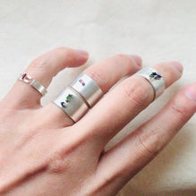 Drawing A Circle sterling silver Ruby Wide Ring (DCG)(W)