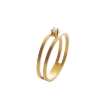 Time After Time Diamond 18 Karat Yellow Gold Double Line Ring, UK M (FG)(W)