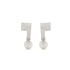 Unfinishing Line curve square sterling silver pearl earring  (UL19S)(UL19)