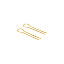HSU 18-Karat Yellow Gold Wire Drawing Forging Line Long Earring (MM)(F)